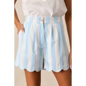 NEW PROSPERINA sophia scallop shorts in blue bonnet stripe